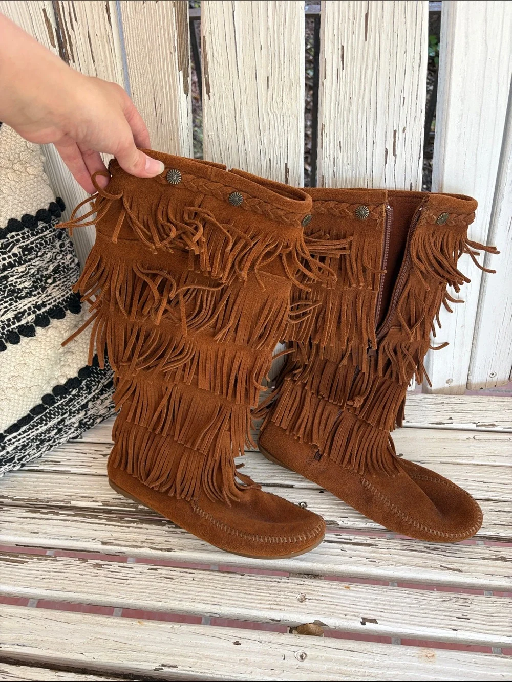 Minnetonka Brown Suede Fringe Over-the-Knee Boots
